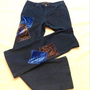 My wonder denim tummy control bootcut vintage look velvet patchwork jean. 6